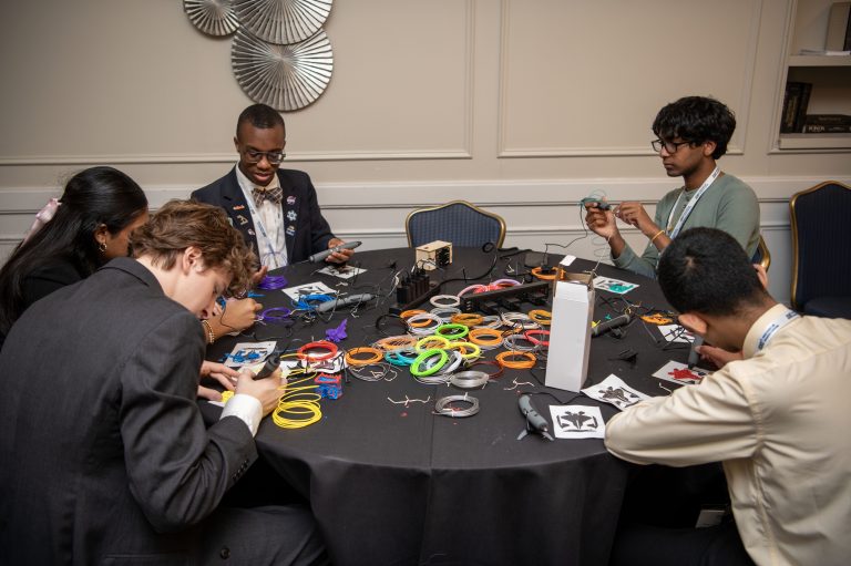 Students participate in laboratory activities as part of the 63rd National Junior Science and Humanities Symposium, or JSHS, April 25, 2025, in Chantilly, Virginia. The National JSHS hosted 240 high school students that advanced through 49 regional symposia. (U.S. Army photo by Greg Newswanger, DEVCOM Public Affairs)